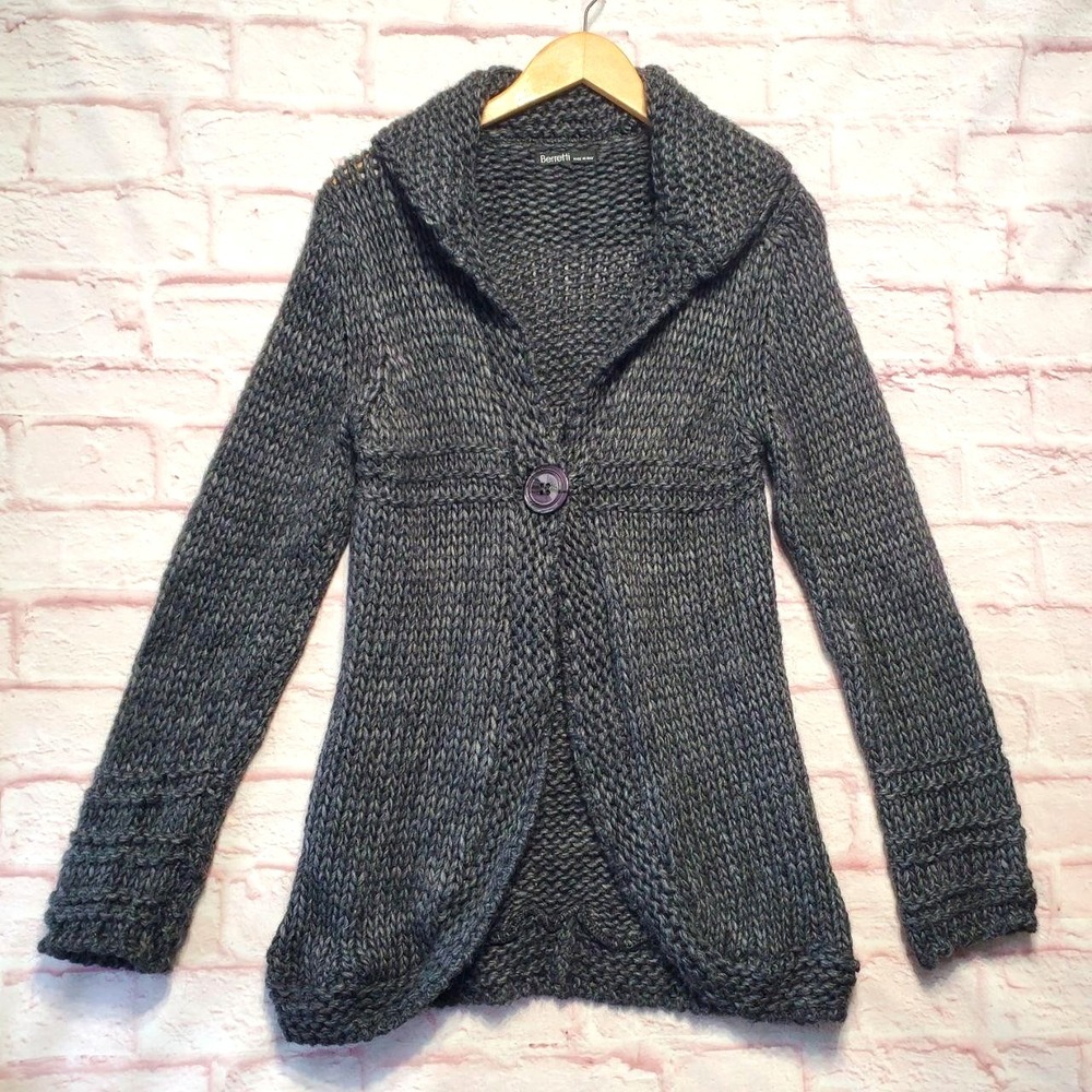 Berretti‎ Sweater Womens Medium Cardigan Chunky Knit Alpaca Mohair Made in Italy